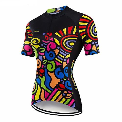 

CAWANFLY Women's Short Sleeve Cycling Jersey Black Geometic Bike Jersey Top Mountain Bike MTB Road Bike Cycling Breathable Quick Dry Back Pocket Sports Clothing Apparel / Advanced / Expert / Stretchy