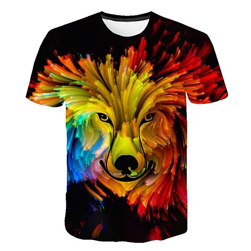 

Men's 3D Print T-shirt Daily Round Neck Rainbow / Short Sleeve
