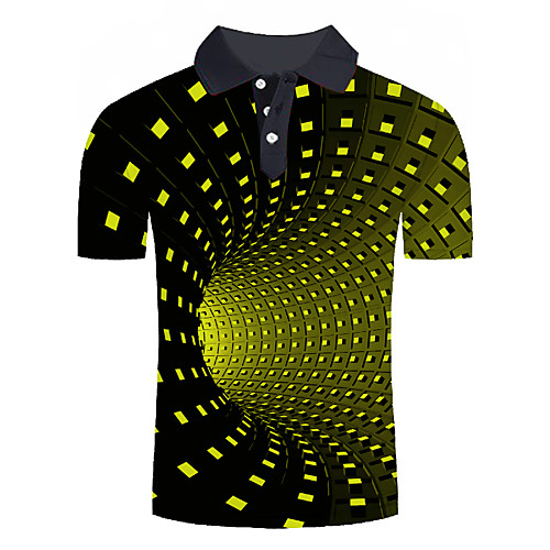 

Men's Polo Graphic 3D Plus Size Print Short Sleeve Daily Tops Basic Green