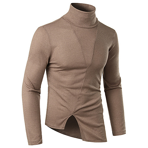 

Men's Solid Colored Long Sleeve Pullover Sweater Jumper, Turtleneck Fall / Winter Light Brown / Red / Dark Gray US34 / UK34 / EU42 / US36 / UK36 / EU44 / US40 / UK40 / EU48