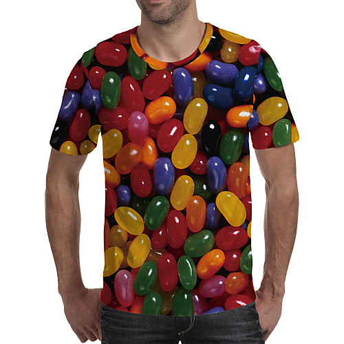 

Men's 3D T-shirt Daily Round Neck Rainbow / Short Sleeve
