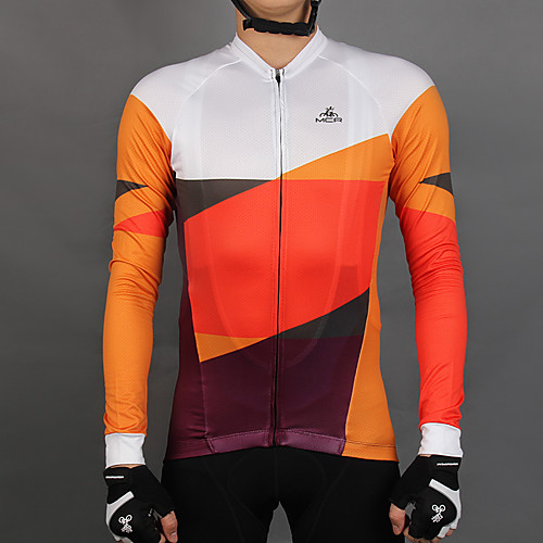 

Mountainpeak Men's Long Sleeve Cycling Jersey Winter Fleece Elastane OrangeWhite Patchwork Bike Jersey Top Mountain Bike MTB Road Bike Cycling Breathable Quick Dry Sweat-wicking Sports Clothing