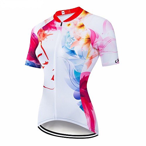 

CAWANFLY Women's Short Sleeve Cycling Jersey Red / White Geometic Bike Jersey Top Mountain Bike MTB Road Bike Cycling Breathable Quick Dry Back Pocket Sports Clothing Apparel / Advanced / Expert