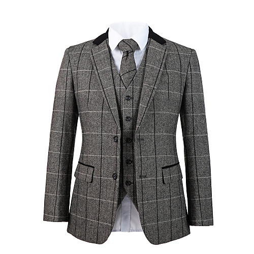 

Cool gray herringbone tweed wool custom suit