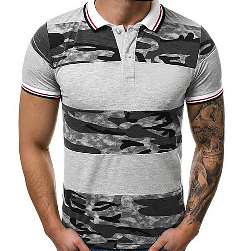 

Men's Polo Daily Shirt Collar Army Green / Khaki / Gray / Short Sleeve
