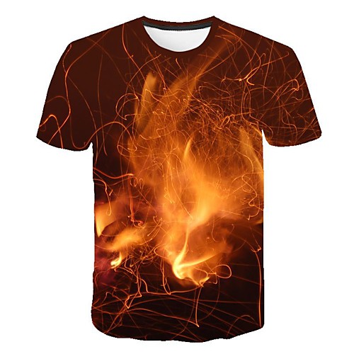 

Men's 3D Graphic Print Slim T-shirt Daily Round Neck Red / Short Sleeve