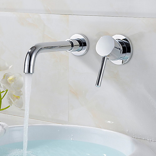 

SingleHandleBathroomFaucet,Wall MountedOne Hole Widespread/Electroplated,Brass/COD Bathroom Sink Faucet