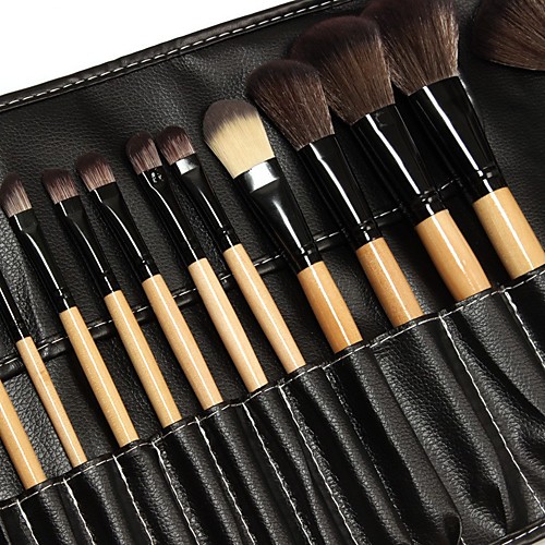 

Makeup Brush Set 24 Pieces Professional Makeup Brushes Essential Cosmetics With Leather case Face Eye Shadow Eyeliner Foundation Blush Lip Powder Liquid Cream Blending Brush