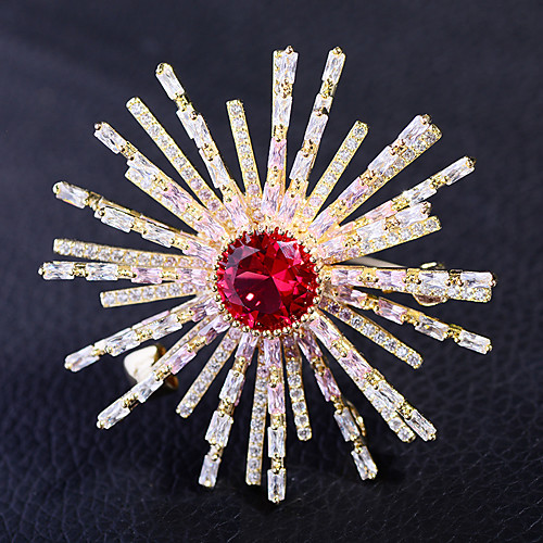 

Women's AAA Cubic Zirconia Brooches Korean Brooch Jewelry Yellow Red For Party Festival