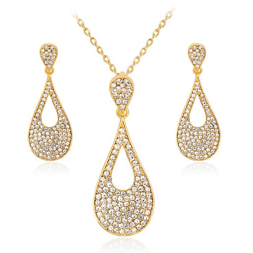 

Women's White Cubic Zirconia Bridal Jewelry Sets Geometrical Pear Fashion Imitation Diamond Earrings Jewelry Gold For Gift Daily 1 set