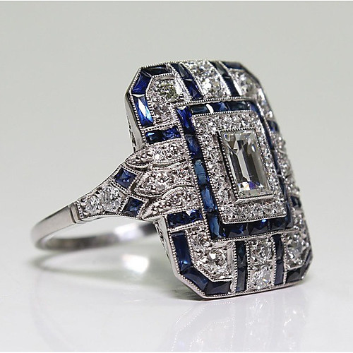 

Men Ring Cubic Zirconia Classic Blue Copper Ladies Fashion 1pc 6 7 8 9 10 / Women's