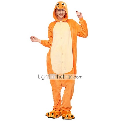 

Adults' Kigurumi Pajamas Dragon Onesie Pajamas Flannel Fabric Orange Cosplay For Men and Women Animal Sleepwear Cartoon Festival / Holiday Costumes