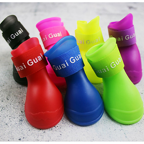 

Dog Boots / Shoes Waterproof Solid Colored For Pets PU Leather slip resistant Green / Summer