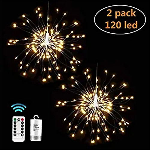 

2pcs Festival Hanging Starburst String Lights 120 Leds DIY firework Copper Fairy Garland christmas lights outdoor Twinkle Light