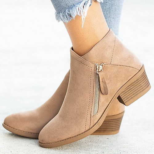 

Women's Boots Low Heel Round Toe Suede Booties / Ankle Boots Fall & Winter Black / Orange / Blue