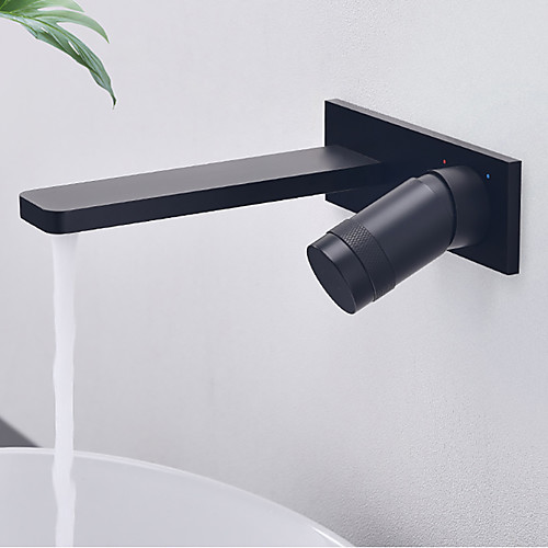 

Bathroom Sink Faucet - Widespread Black Wall Mounted Single Handle Two HolesBath Taps