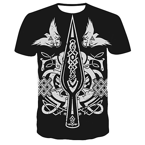 

Men's T shirt 3D Print Graphic 3D Print Short Sleeve Daily Tops Vintage Streetwear Black