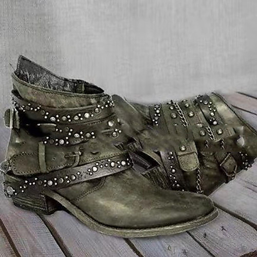 

Women's Boots Cowboy / Western Boots Flat Heel Round Toe PU Booties / Ankle Boots Winter Black / Brown / Army Green