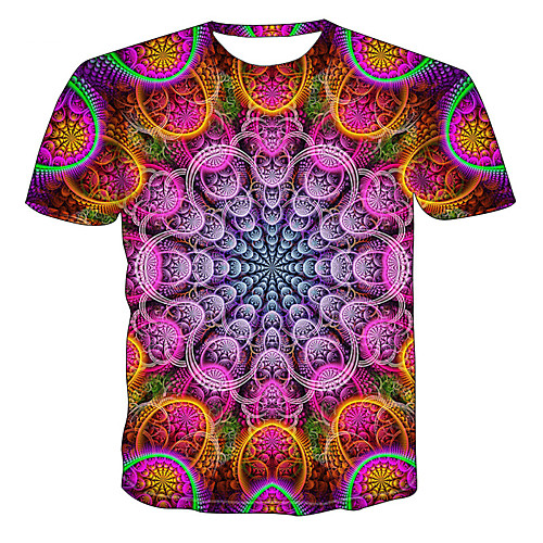 

Men's 3D T-shirt Daily Round Neck Rainbow / Short Sleeve