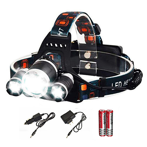 

Headlamps Headlight Waterproof Zoomable 6000 lm LED Emitters 4 Mode with Batteries and Charger Waterproof Zoomable Rechargeable Super Light Camping / Hiking / Caving Everyday Use Diving / Boating AU