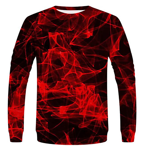 

Men's Geometric Color Block Print T-shirt Street chic Exaggerated Daily Holiday Round Neck Red / Spring / Fall / Long Sleeve