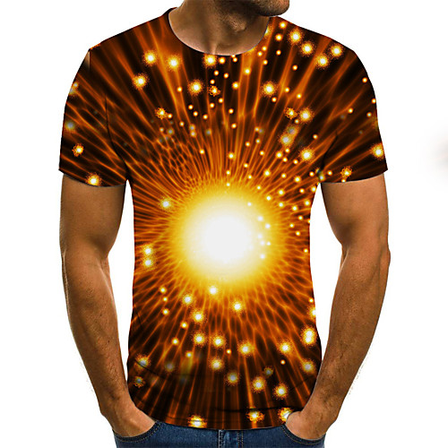 

Men's T shirt Geometric 3D Plus Size Print Short Sleeve Daily Tops Basic Streetwear Black