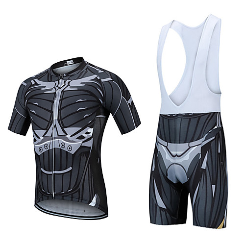 

CAWANFLY Men's Short Sleeve Cycling Jersey with Bib Shorts Black Geometic Cartoon Bike Clothing Suit 3D Pad Quick Dry Winter Sports Spandex Lycra Geometic Mountain Bike MTB Road Bike Cycling Clothing