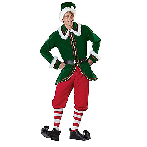 

Santa Claus Cosplay Costume Men's Adults' Costume Party Christmas Christmas Polyester Top / Pants / Belt / Hat / Velvet / Pants