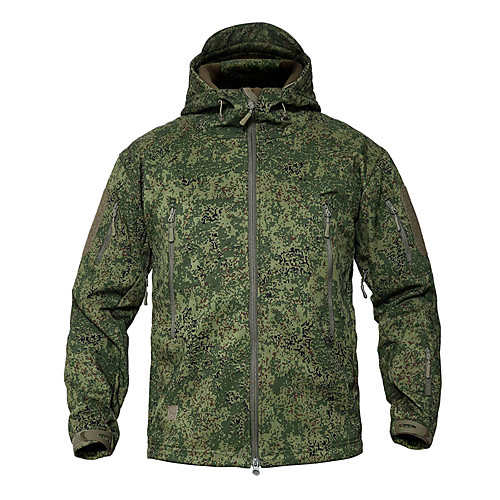 

Men's Hunting Jacket Outdoor Thermal Warm Waterproof Windproof Wearproof Spring Fall Winter Camo Solid Colored Coat Top Terylene Camping / Hiking Hunting Fishing Forest Green Camouflage Blue