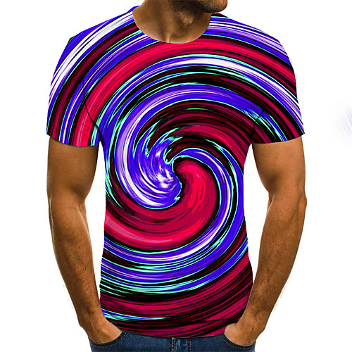 

Men's Plus Size 3D Rainbow Slim T-shirt Daily Round Neck Rainbow / Short Sleeve