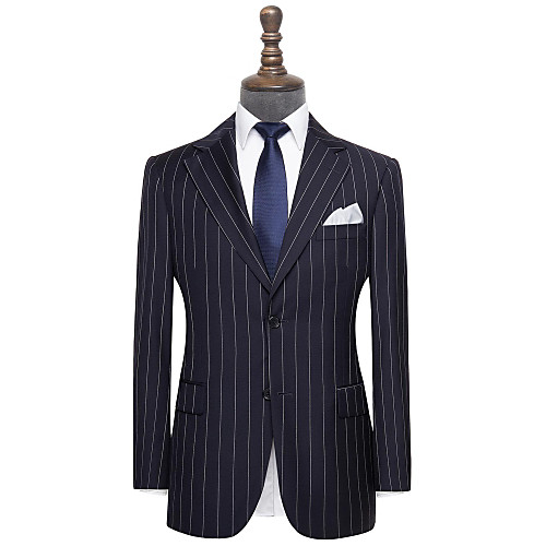 

Navy blue pinstripe wool custom suit
