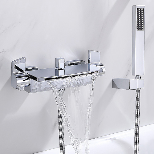 

Simple Wall Mounted Ceramic Valve Bath Shower Mixer Taps / Two Handles Two Holes Bathtub Faucet