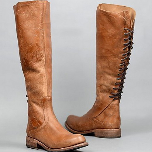 

Women's Boots Comfort Shoes Flat Heel Round Toe PU Mid-Calf Boots Fall & Winter Black / Brown