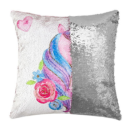 

Set of 1Unicorn Pillow Cover Luxurious Glitter Sequins Home Decorative Square Sparkling Pillowcase Cushion Cover