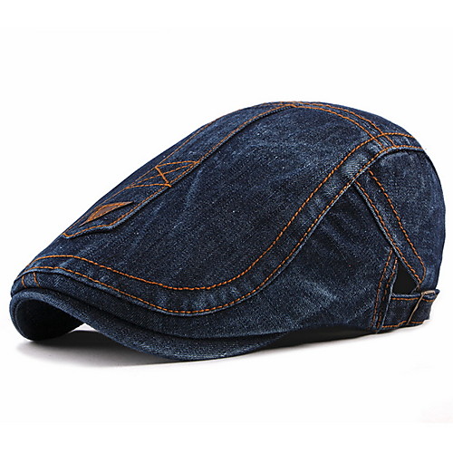 

Men's Basic Polyester Beret Hat-Striped Fall Black Blue Royal Blue