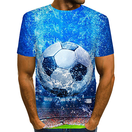 

Men's T shirt Graphic 3D Plus Size Print Short Sleeve Daily Tops Streetwear Exaggerated Blue