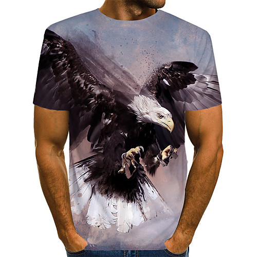 

Men's Plus Size 3D Animal T-shirt Daily Sports Round Neck Gray / Short Sleeve