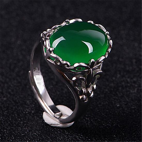 

Ring Crystal 3D Green Copper Silver-Plated Precious Fashion 1pc Adjustable / Women's / Open Cuff Ring / Adjustable Ring