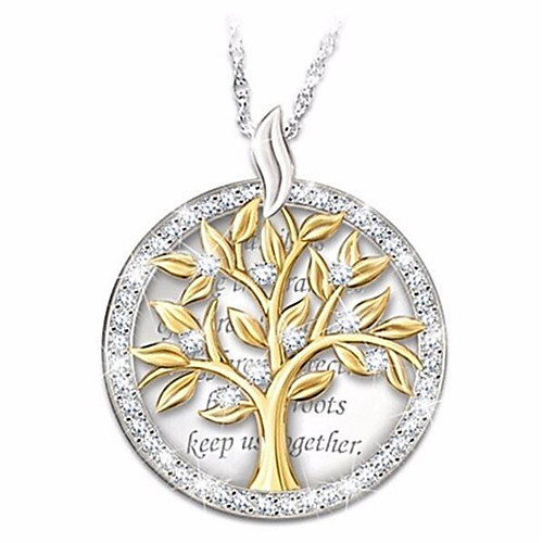 

Women's Cubic Zirconia Pendant Necklace Geometrical Tree of Life Fashion Silver Plated Silver 455 cm Necklace Jewelry 1pc For Daily Festival