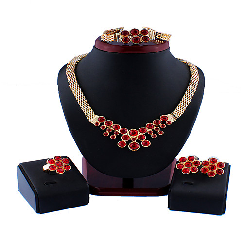 

Women's Red White Bridal Jewelry Sets Link / Chain Flower Stylish Simple Vintage Resin Earrings Jewelry White / Red For Christmas Wedding Party Engagement Gift 1 set