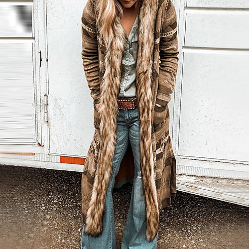 

Women's Daily Fall & Winter Long Coat, Color Block Hooded Long Sleeve Polyester Purple / Orange / Blue