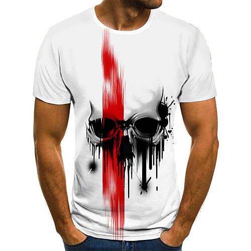 

Men's Geometric T-shirt Daily Round Neck White / Short Sleeve