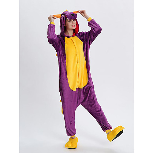 

Adults' Kigurumi Pajamas Dragon Onesie Pajamas Flannelette Purple / Red / Pink Cosplay For Men and Women Animal Sleepwear Cartoon Festival / Holiday Costumes