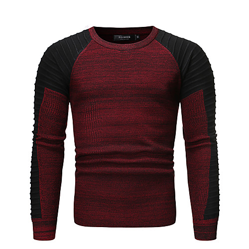 

Men's Color Block Cardigan Long Sleeve Sweater Cardigans Round Fall Winter Red Dark Gray