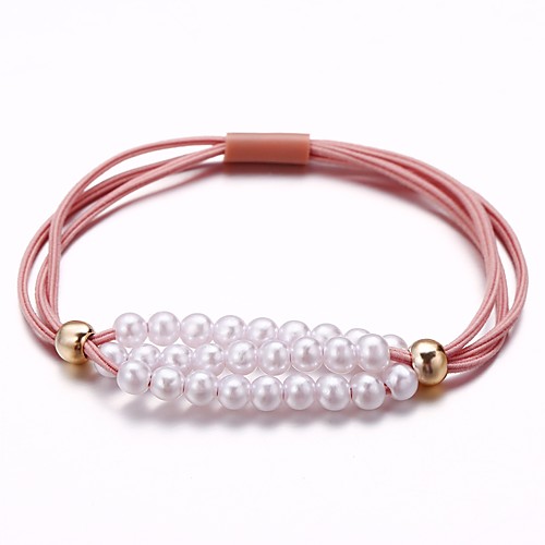 

Women's Hair Ties For School Work Festival Pearl Cord Blushing Pink