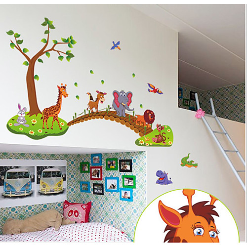 

New cartoon animal across the bridge children's room bedroom removable decorative wall sticker AY9245 6090CM