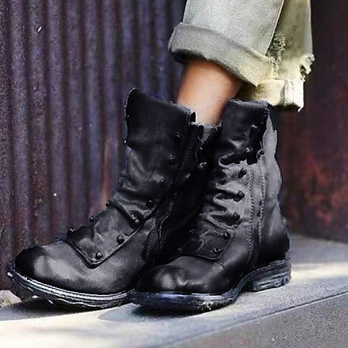 

Women's Boots Comfort Shoes Flat Heel Round Toe PU Booties / Ankle Boots Fall & Winter Brown / Blue