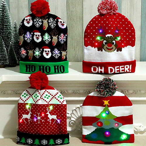 

LED Christmas Hat Santa Claus Reindeer Snowman Hats New Year Xmas Gifts Cap Home Decorations
