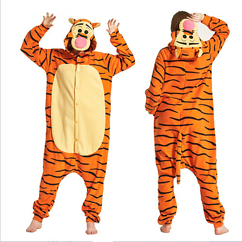 

Adults' Kigurumi Pajamas Tiger Animal Onesie Pajamas Polar Fleece Yellow Cosplay For Men and Women Animal Sleepwear Cartoon Festival / Holiday Costumes