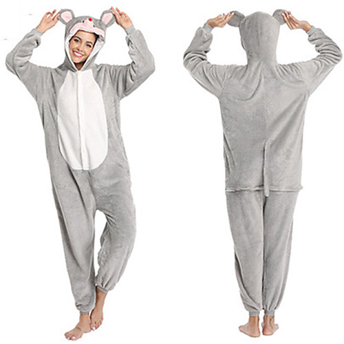 

Adults' Kigurumi Pajamas Mouse Onesie Pajamas Flannelette Gray Cosplay For Men and Women Animal Sleepwear Cartoon Festival / Holiday Costumes